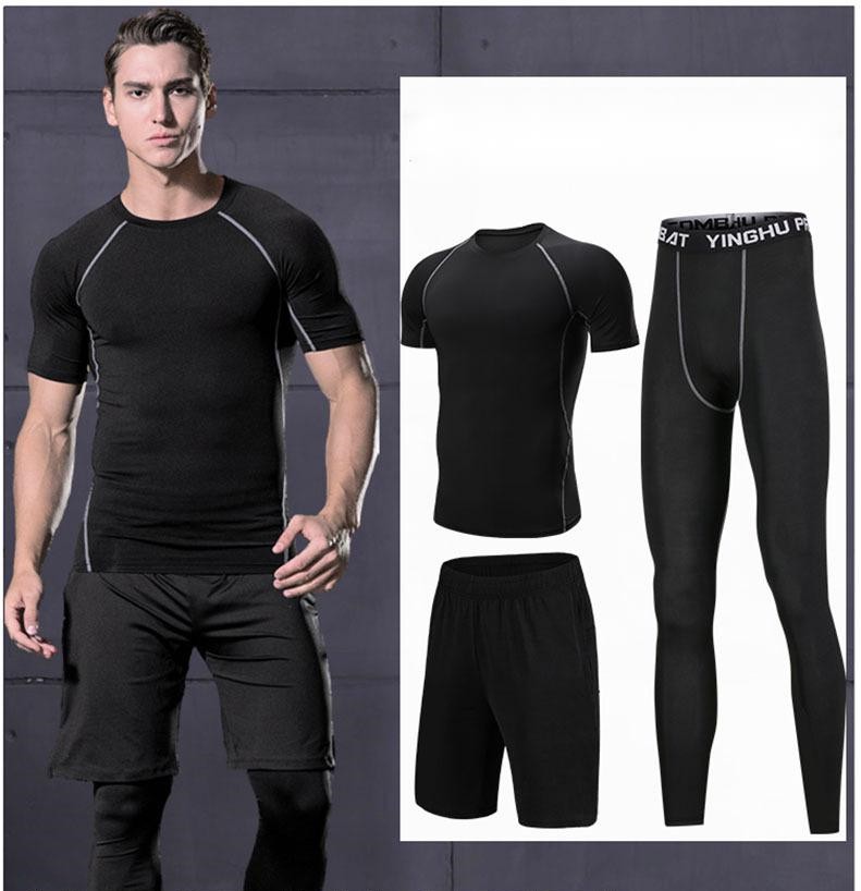 Men's Short Sleeve Workout Shirts Fitness Wear Top Gym Sportswear Men Activewear Sport Suits
