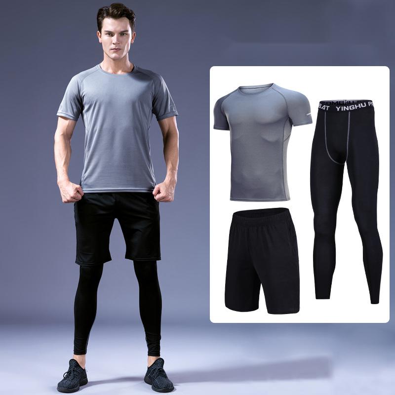 Men's Short Sleeve Workout Shirts Fitness Wear Top Gym Sportswear Men Activewear Sport Suits
