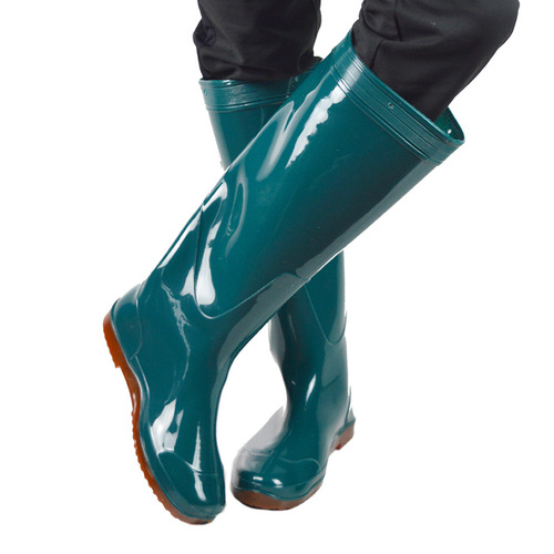 Green waterproof rice shoes 43cm high rice transplanting boots for men and women  rice paddy boot
