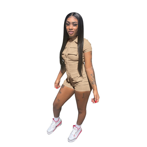 2023 Summer Hot Fashion plus size playsuits bodysuits Summer Wool Knit Casual One-piece Shorts Women Jumpsuits And Rompe