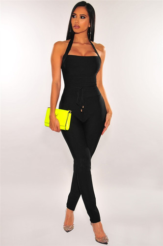 BA175 Fashion Ladies Club Wear Spaghetti Strap Backless One Piece Sexy Bodycon Bandage Jumpsuits, Playsuits & Bodysuits