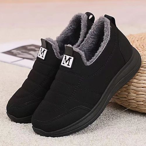 Cheap fashion fleece lining anti slip rubber out sole women's winter warm loafers snow boots for women