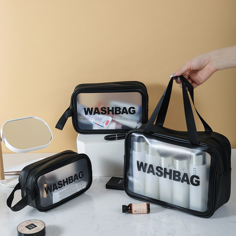 Promotional Black Wash Bags with   Travel Makeup Waterproof PVC Washbag for Men Women