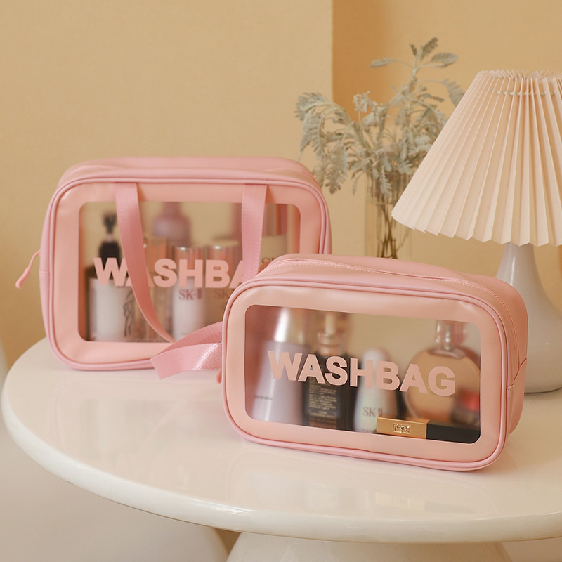   Frosted Translucent PVC Wash Bag Set  Makeup Tote Bag Portable Large Capacity Free Simple Cosmetic 