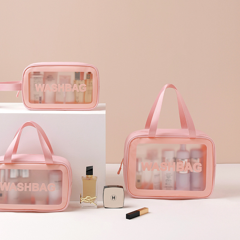   Frosted Translucent PVC Wash Bag Set  Makeup Tote Bag Portable Large Capacity Free Simple Cosmetic 