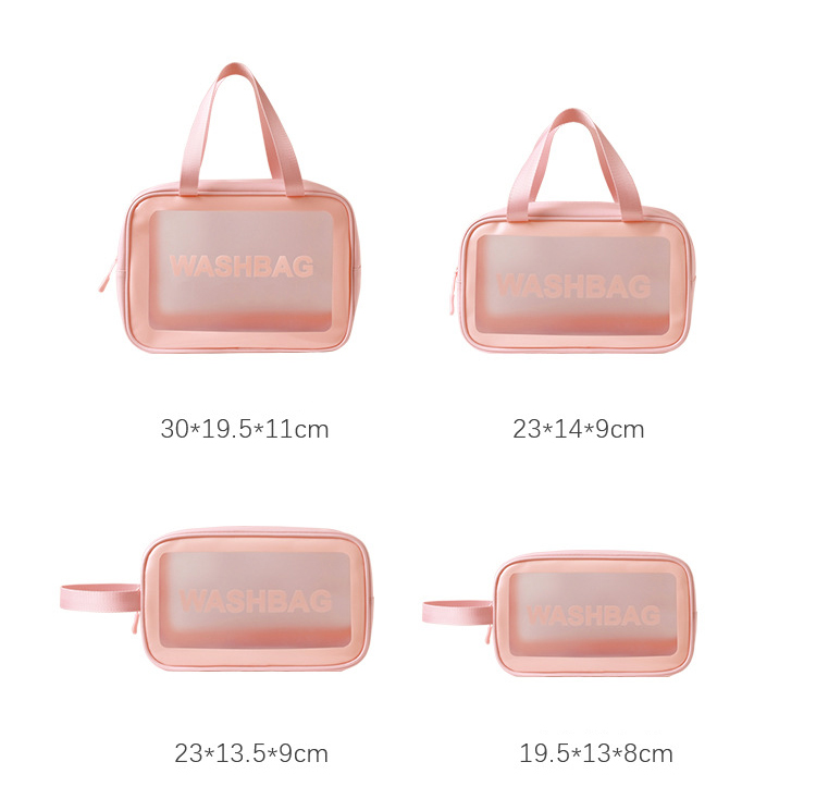   Frosted Translucent PVC Wash Bag Set  Makeup Tote Bag Portable Large Capacity Free Simple Cosmetic 