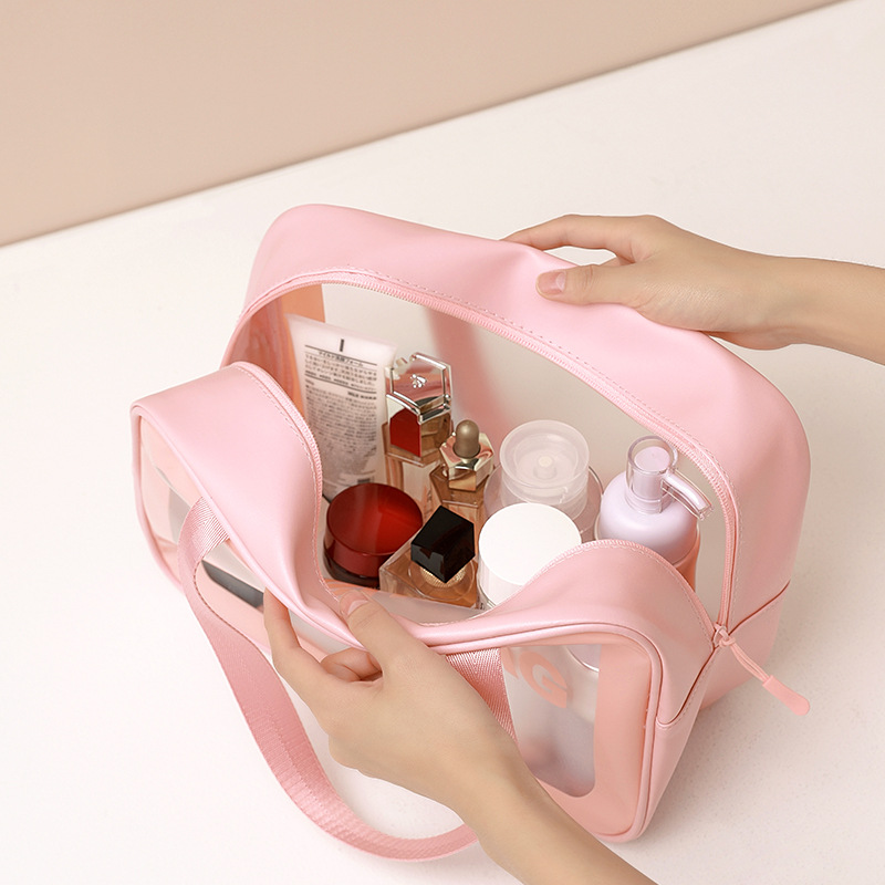   Frosted Translucent PVC Wash Bag Set  Makeup Tote Bag Portable Large Capacity Free Simple Cosmetic 