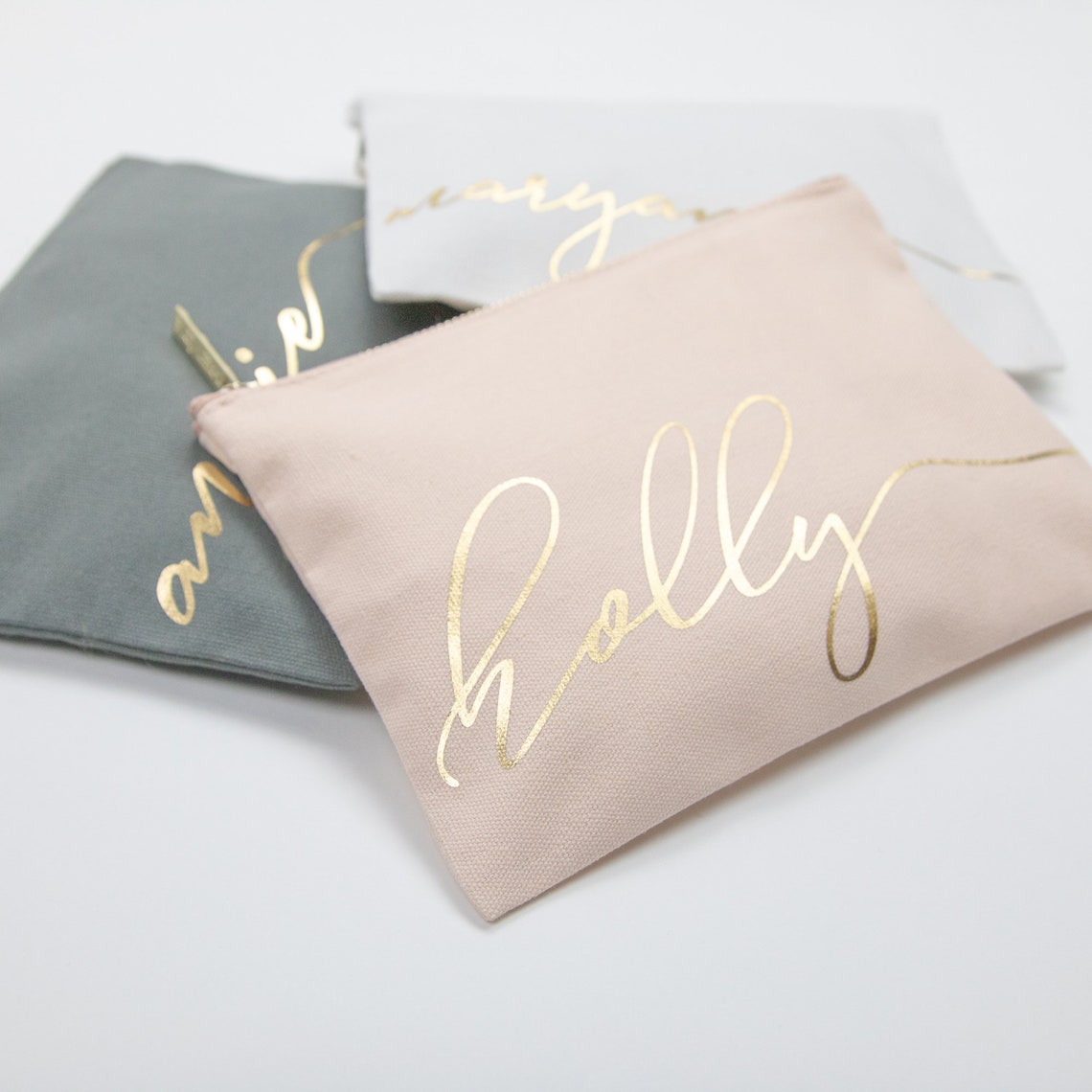 Low MOQ Gift Shop  Blank Plain Cotton Canvas Cosmetic Bag  Cotton Canvas Travel Makeup Bag pouch