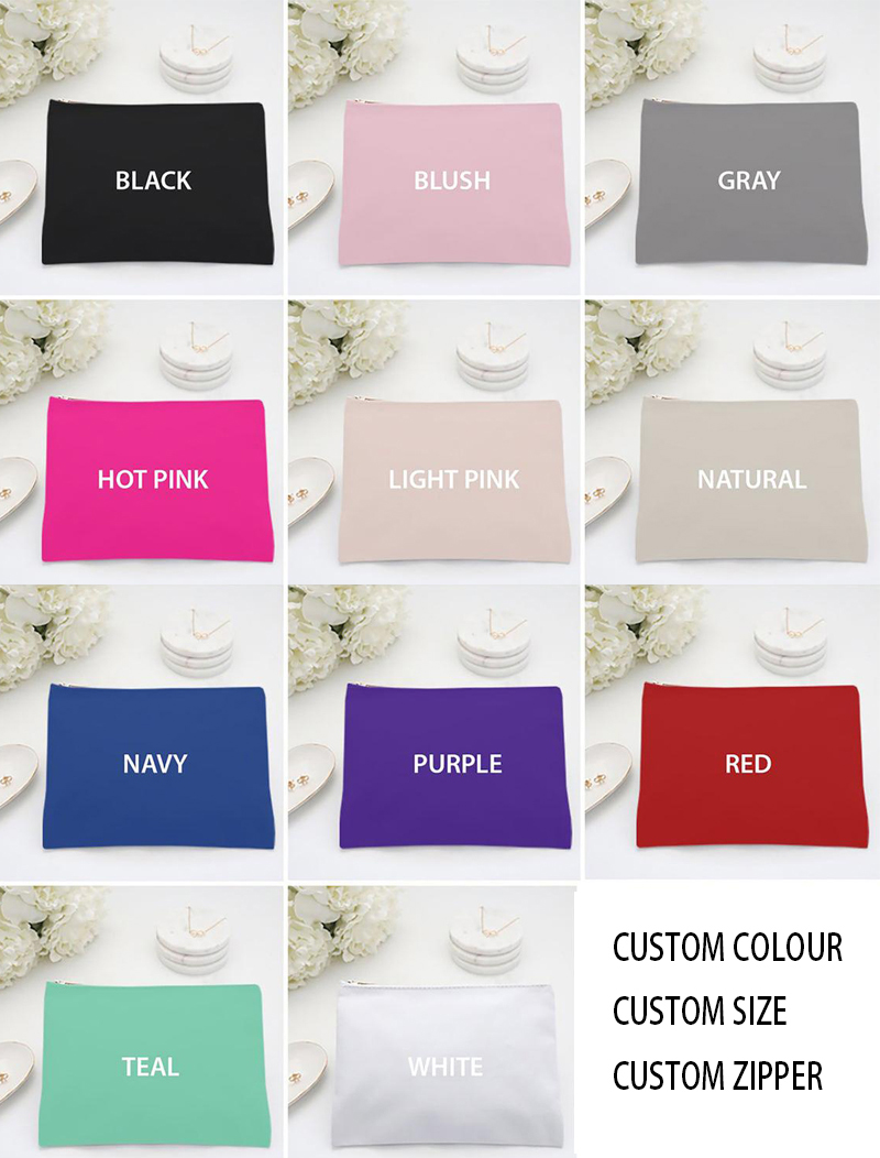 Low MOQ Gift Shop  Blank Plain Cotton Canvas Cosmetic Bag  Cotton Canvas Travel Makeup Bag pouch