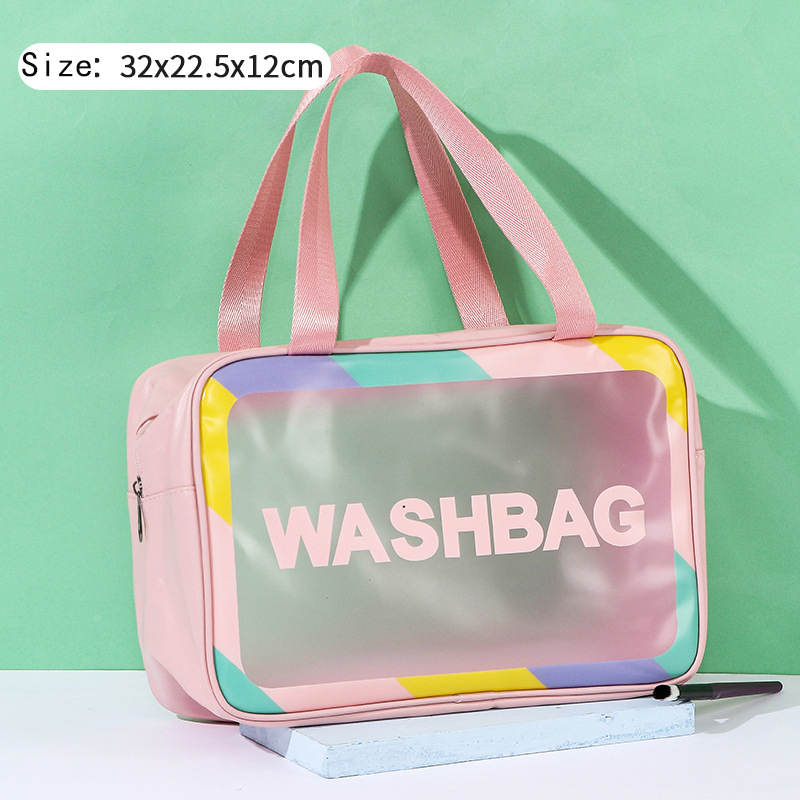   Waterproof Toiletry Bag for Women Travel Ladies Clear Transparent PVC Cosmetic Bag Pouch Pink Makeup Cosmeti