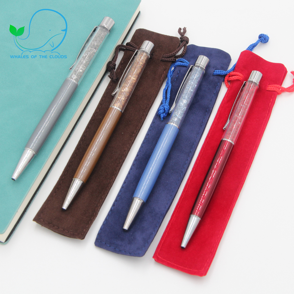 Luxury High Quality Diamond Pure Gemstone  Retractable Pen for Festival Gift