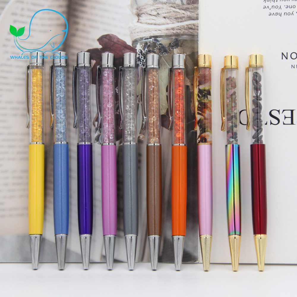 Luxury High Quality Diamond Pure Gemstone  Retractable Pen for Festival Gift