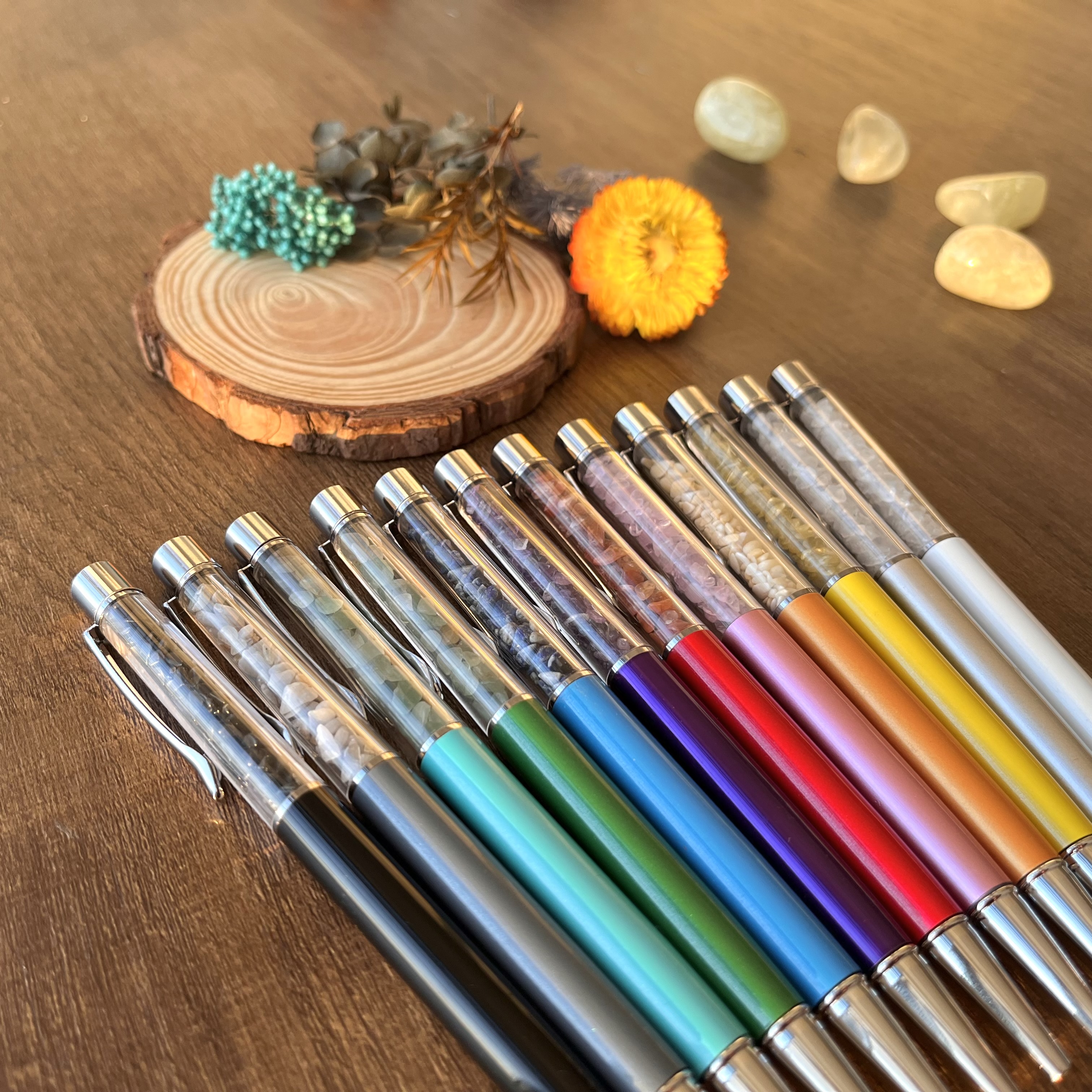 Luxury High Quality Diamond Pure Gemstone  Retractable Pen for Festival Gift