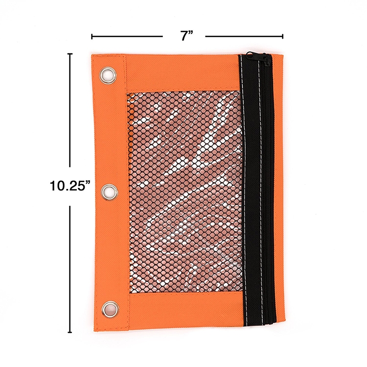 3-Ring Pencil Pouch with a Mesh Window Bright Color Pencil Bag with Zipper Pockets for 3-Ring Binder Pen Holder Case