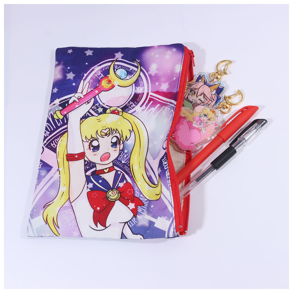 Popit Pencil Case For Girls Cute Anime Cotton Canvas Pencil Bag  Large Capacity