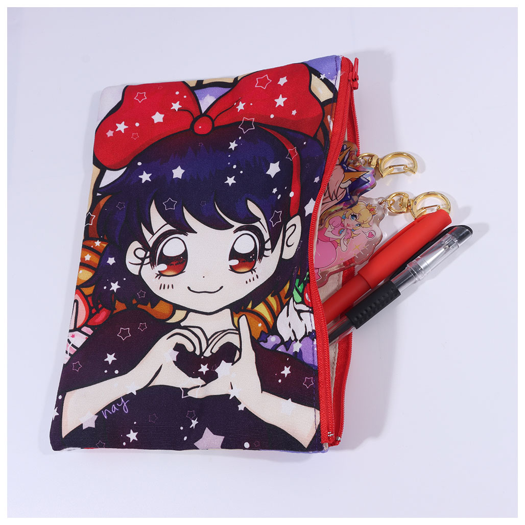 Popit Pencil Case For Girls Cute Anime Cotton Canvas Pencil Bag  Large Capacity
