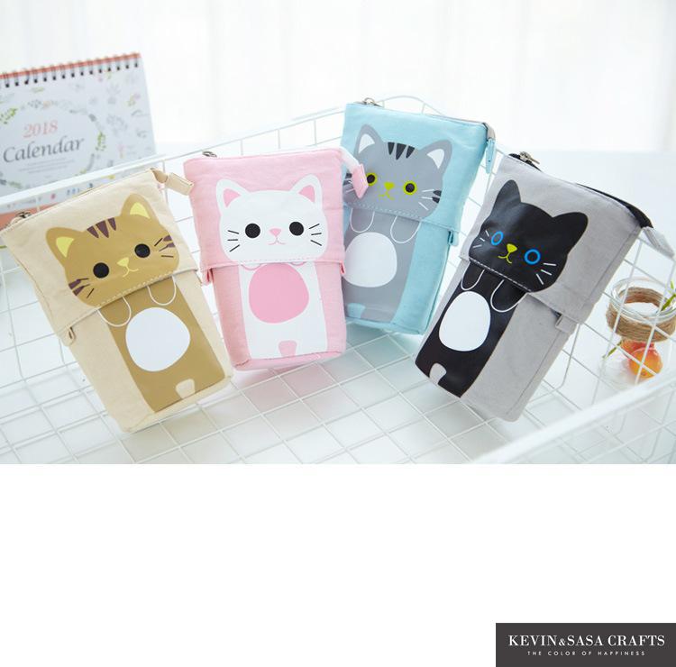 Pen Holder Kawaii Standing up Telescopic Makeup Bag Big Capacity Pencil Case for School Students Office Women Teens Girl
