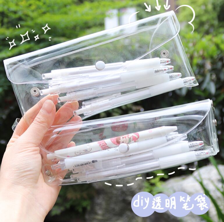 Japan  Korea Clear String Wrapping Plastic transparent PVC Students Sunglasses pencil Pouches Case Pen Gift Cosmetic Bag