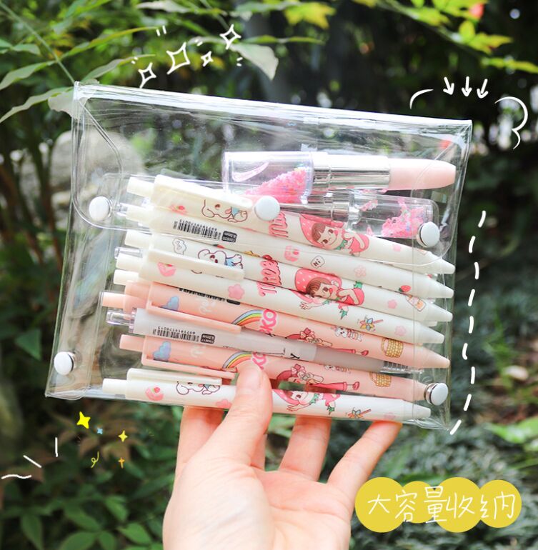 Japan  Korea Clear String Wrapping Plastic transparent PVC Students Sunglasses pencil Pouches Case Pen Gift Cosmetic Bag