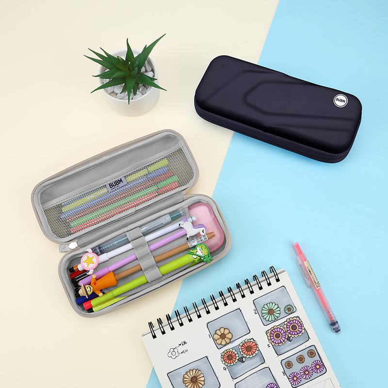 BUBM High Quality PET Black Magic Powder Uneven Rough Bumpy Pen Pencil Cases