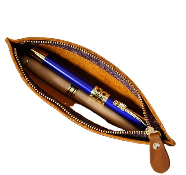 Leather Pen Case Holder Handmade Fountain Pencil Pouch Soft Pen leather Sleeve