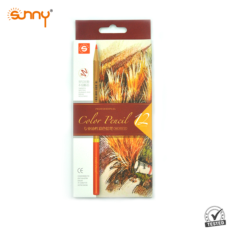 Professional 12 colors color box packing artist color pencil set