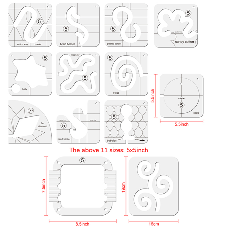 13 Styles Plastic Sewing Patchwork Ruler Fast Drawing Template Hollow Model Quilting Tools Measure Template Metric Ruler