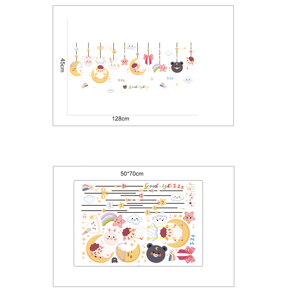 Self adhesive kids carton moon and star wall stickers for kids bedroom