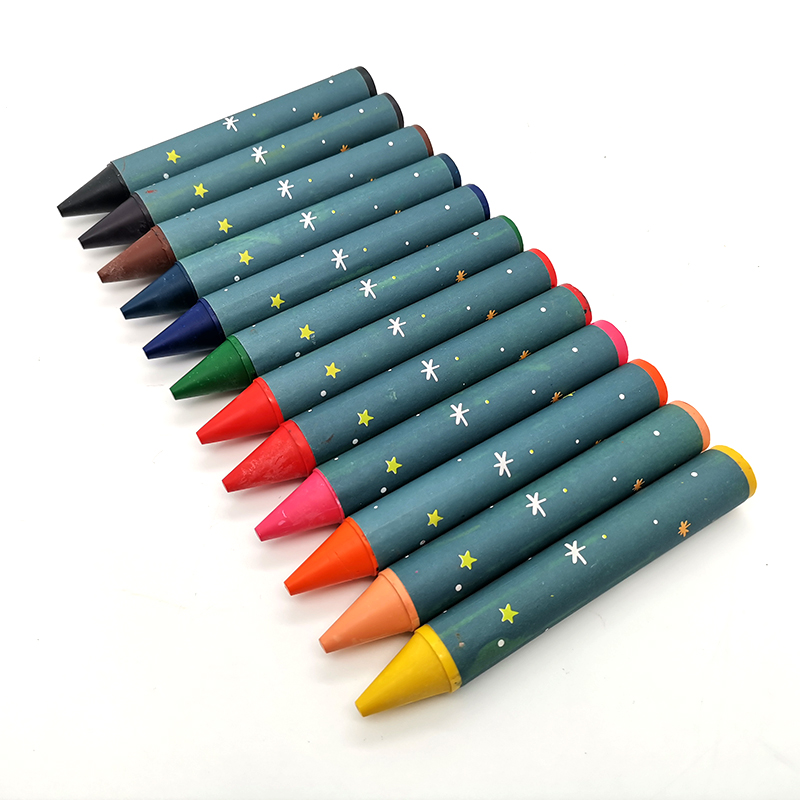 Non toxic jumbo size 12 colors wax crayons 14mm thick kids crayons set for children fat 12 oil colour