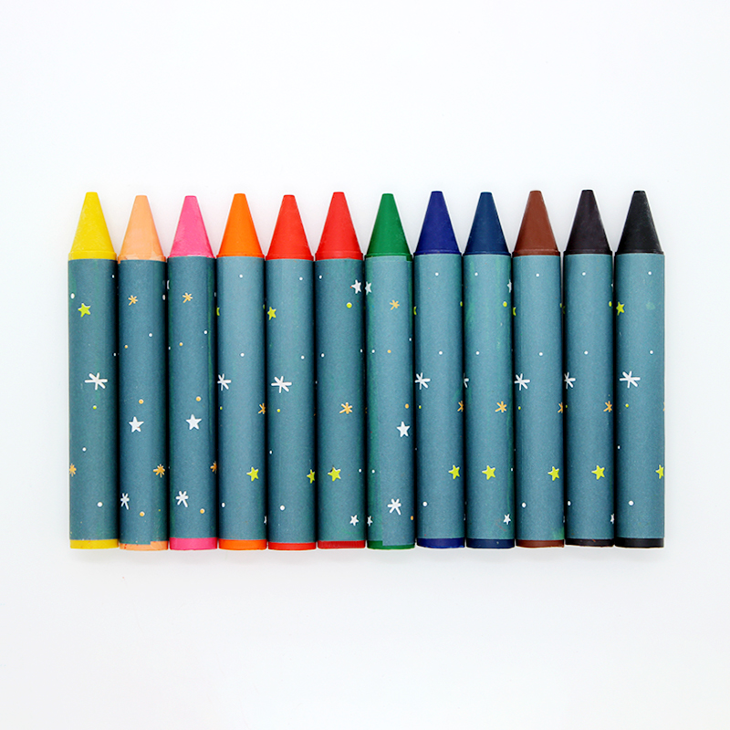 Non toxic jumbo size 12 colors wax crayons 14mm thick kids crayons set for children fat 12 oil colour