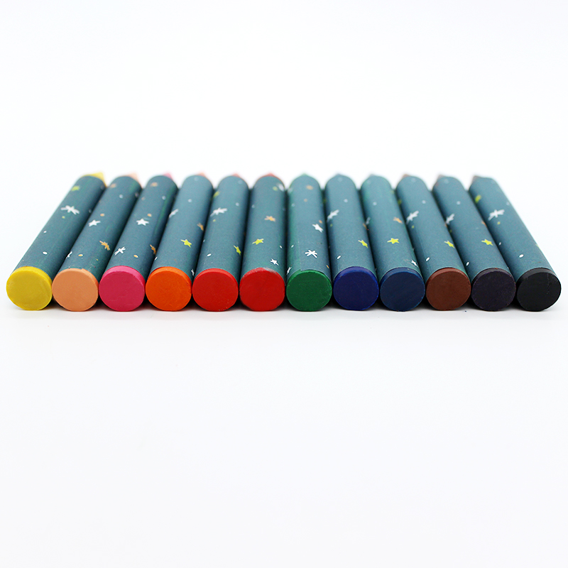 Non toxic jumbo size 12 colors wax crayons 14mm thick kids crayons set for children fat 12 oil colour