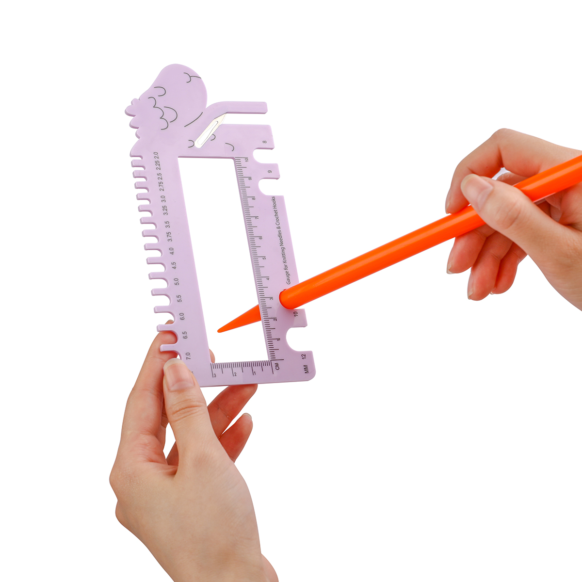 New Arrival  Plastic Purple Sewing Accessories Knitting Needle & Crochet Hook Measure Gauge Sweater Measuring R