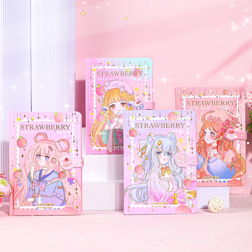 Cartoon Notebook Kawaii Girl Note Book Diary Journal Magnetic cute Notebook