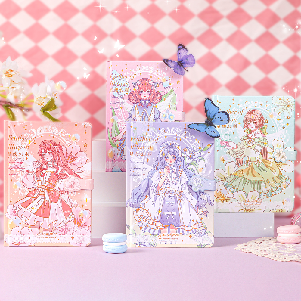 Cartoon Notebook Kawaii Girl Note Book Diary Journal Magnetic cute Notebook