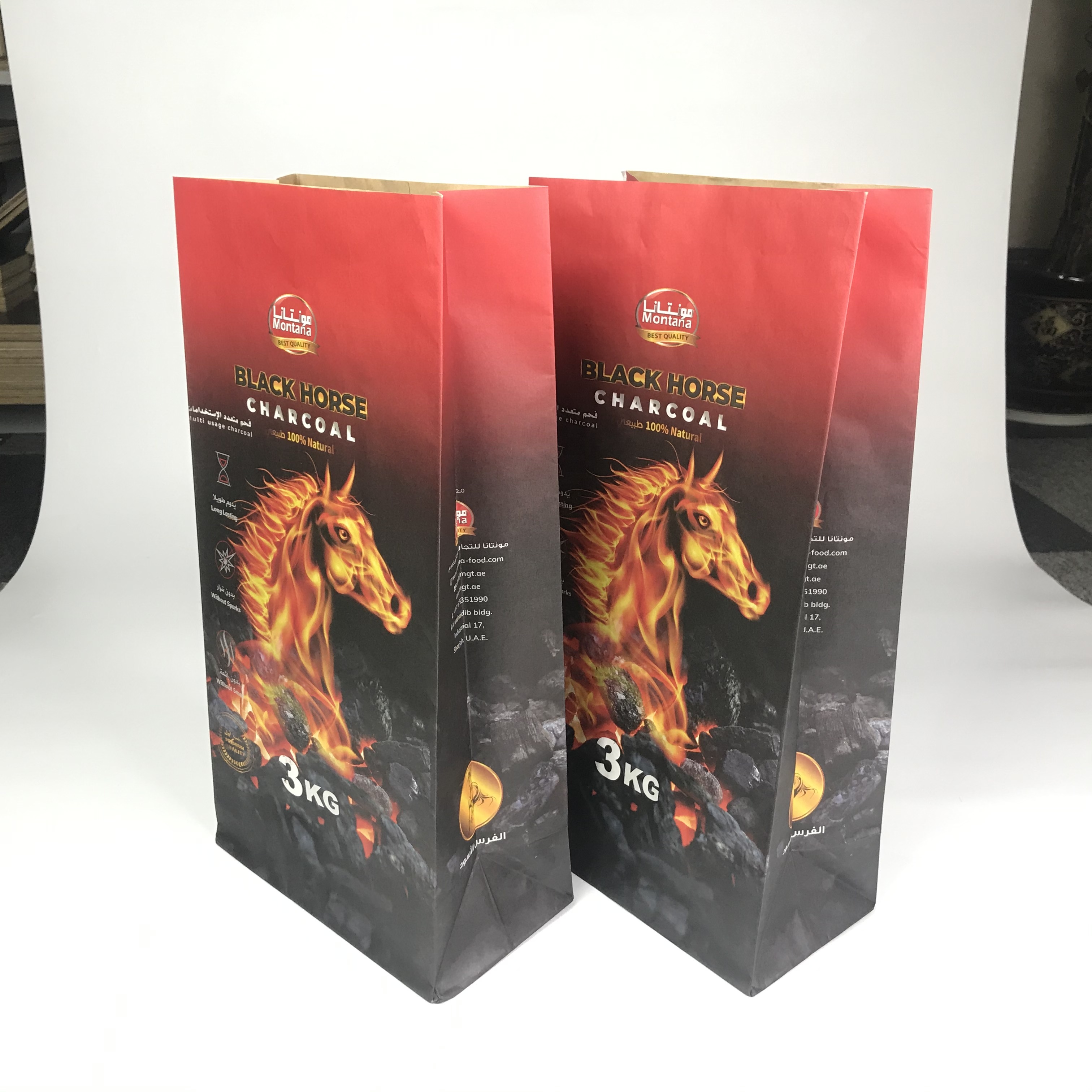 kraft paper 1kg 3kg 5kg 7kg 10kg 25kg charcoal packaging bag paper bbq charcoal carbon natural wood lump packing