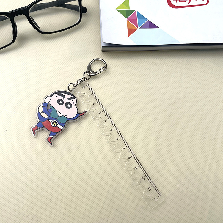 Charms Cartoon  printed cute Japan Anime Crayon Shin-chan Acrylic Keychain Pendants keyring Accessories