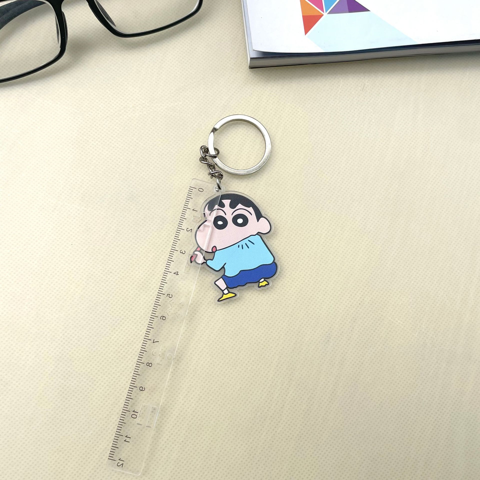 Charms Cartoon  printed cute Japan Anime Crayon Shin-chan Acrylic Keychain Pendants keyring Accessories