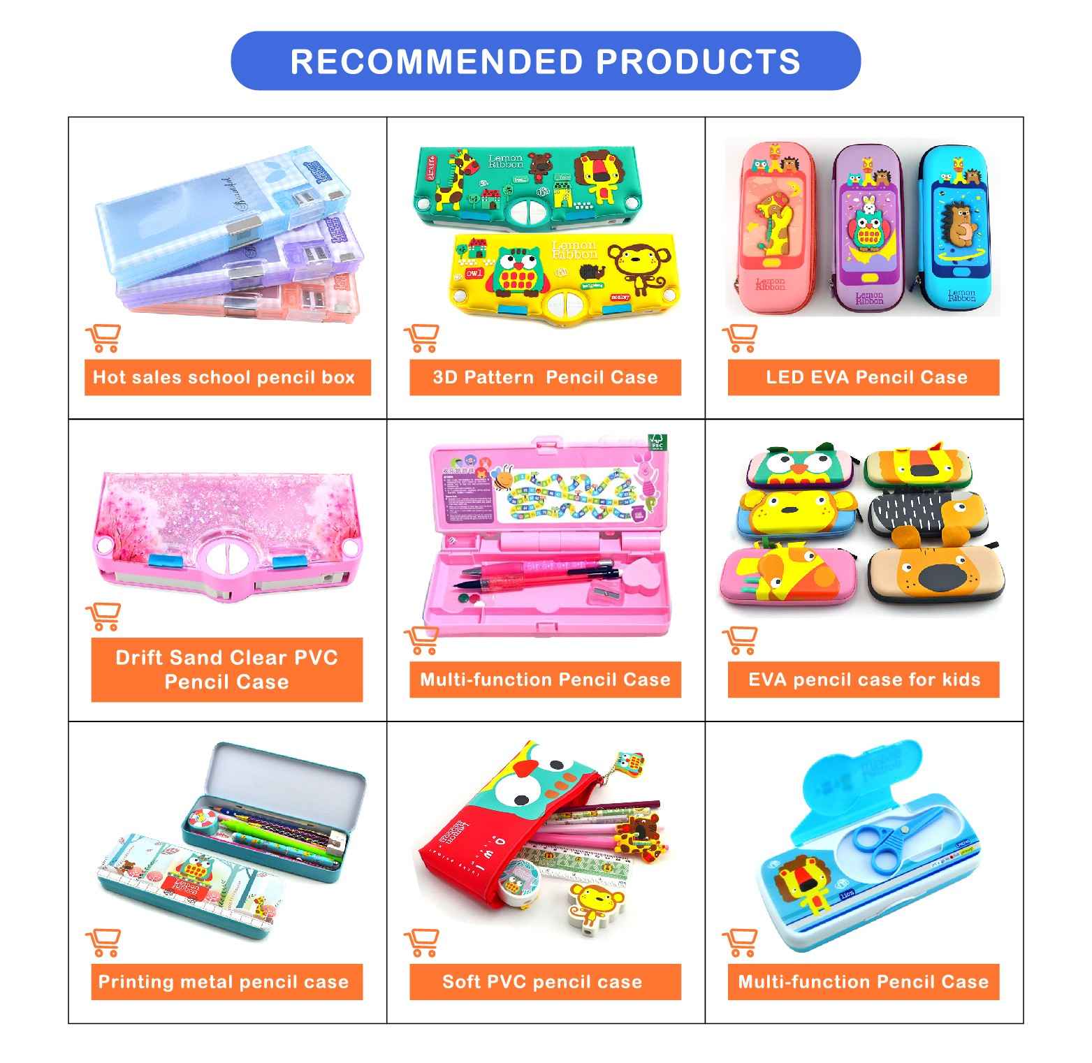 Nice price PVC transparent pencil cases with zipper PVC pencil pouch for children