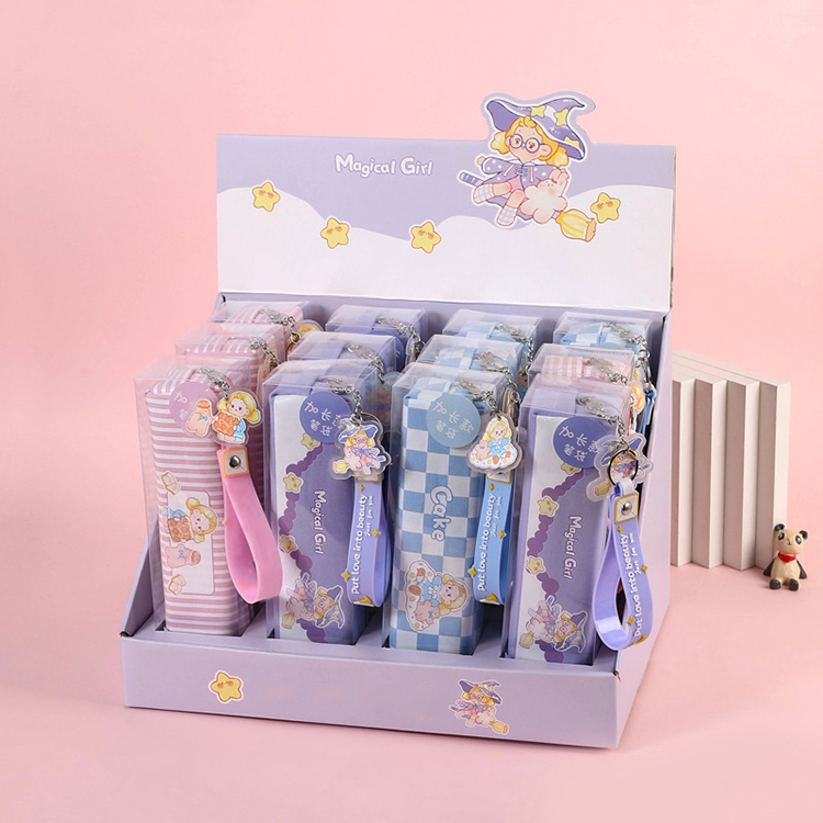    printed fresh cute multi-color canvas pencil case square kawaii pencil bag for kids