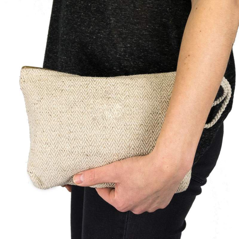 Protective Natural Hemp Cosmetic Bag Cotton Fabric Toiletry Bag Eco Friendly Pencil Pouch Hemp Canvas Zipper Pouch Make 