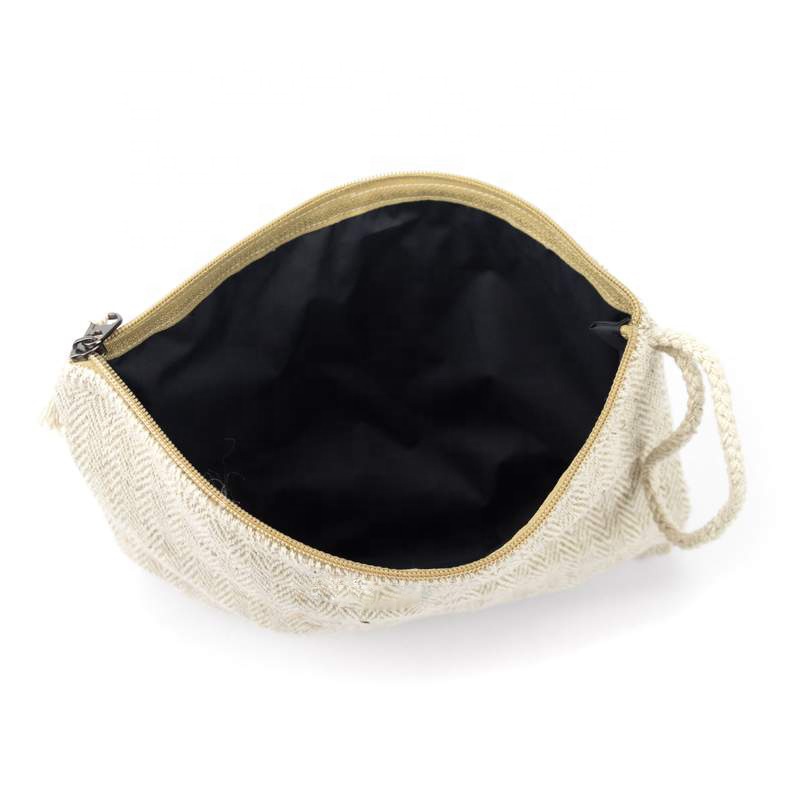 Protective Natural Hemp Cosmetic Bag Cotton Fabric Toiletry Bag Eco Friendly Pencil Pouch Hemp Canvas Zipper Pouch Make 