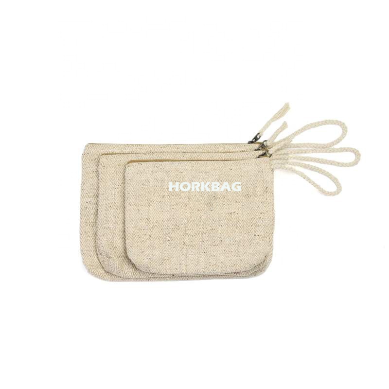 Protective Natural Hemp Cosmetic Bag Cotton Fabric Toiletry Bag Eco Friendly Pencil Pouch Hemp Canvas Zipper Pouch Make 