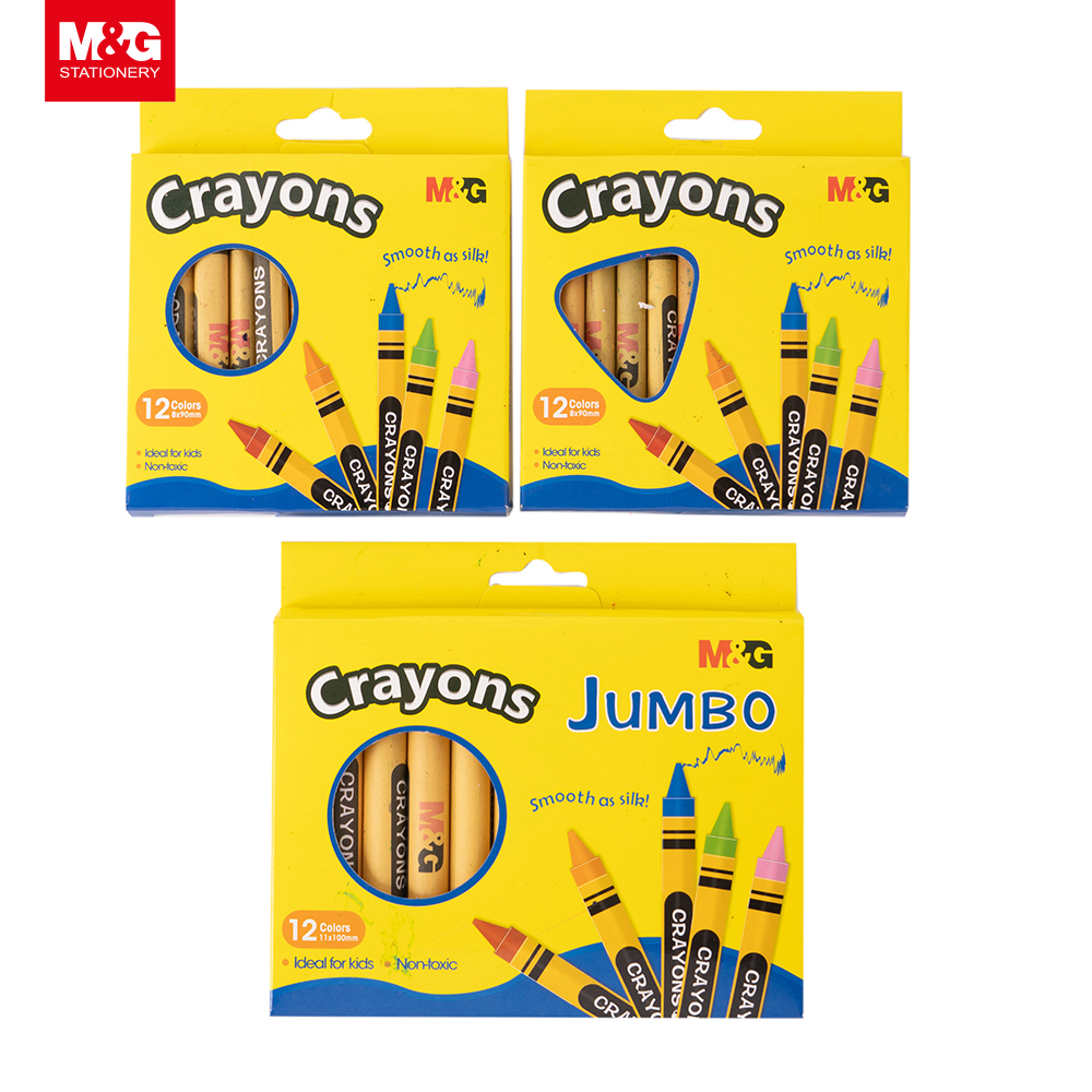 M&G Art Jumbo Crayon set 12 in 1 washable artist painting student kids school stationery multi color wax cratons set