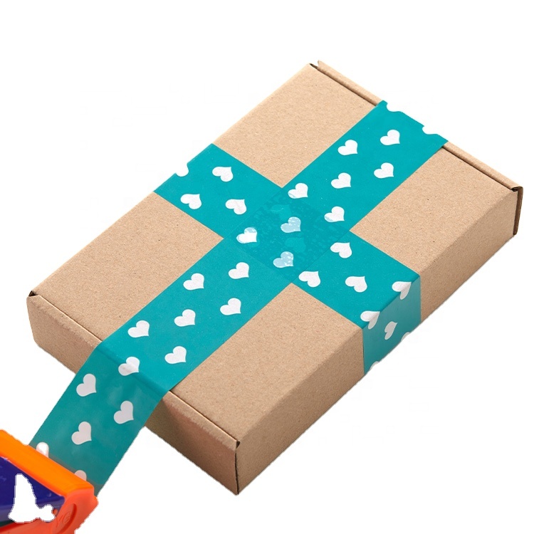 bopp Pink love pattern sealing tape blue heart packing tape