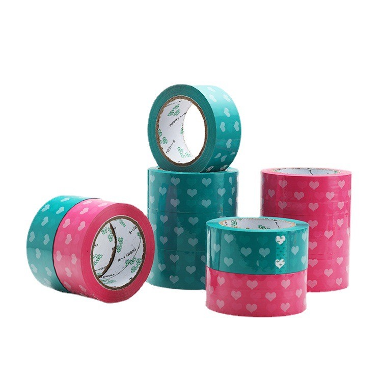 bopp Pink love pattern sealing tape blue heart packing tape