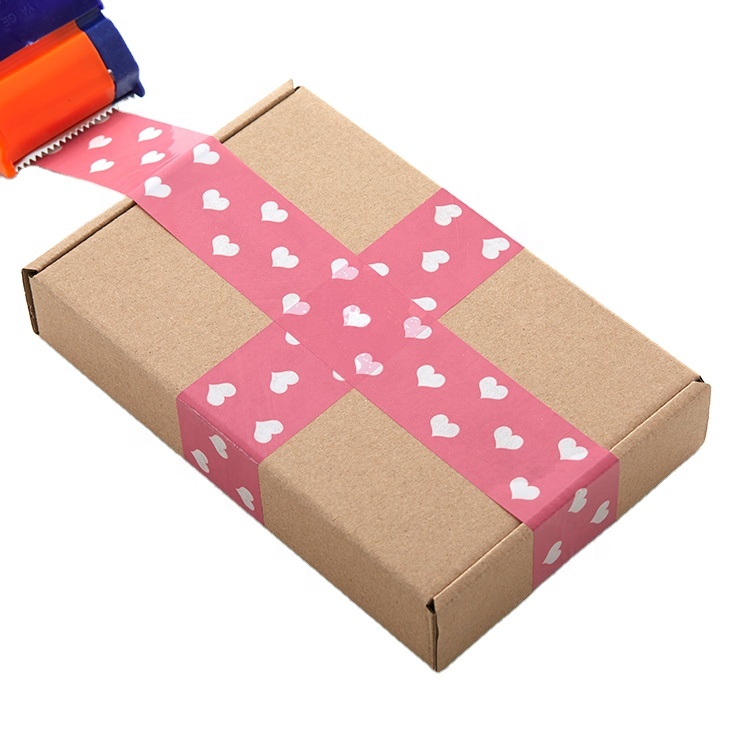 bopp Pink love pattern sealing tape blue heart packing tape