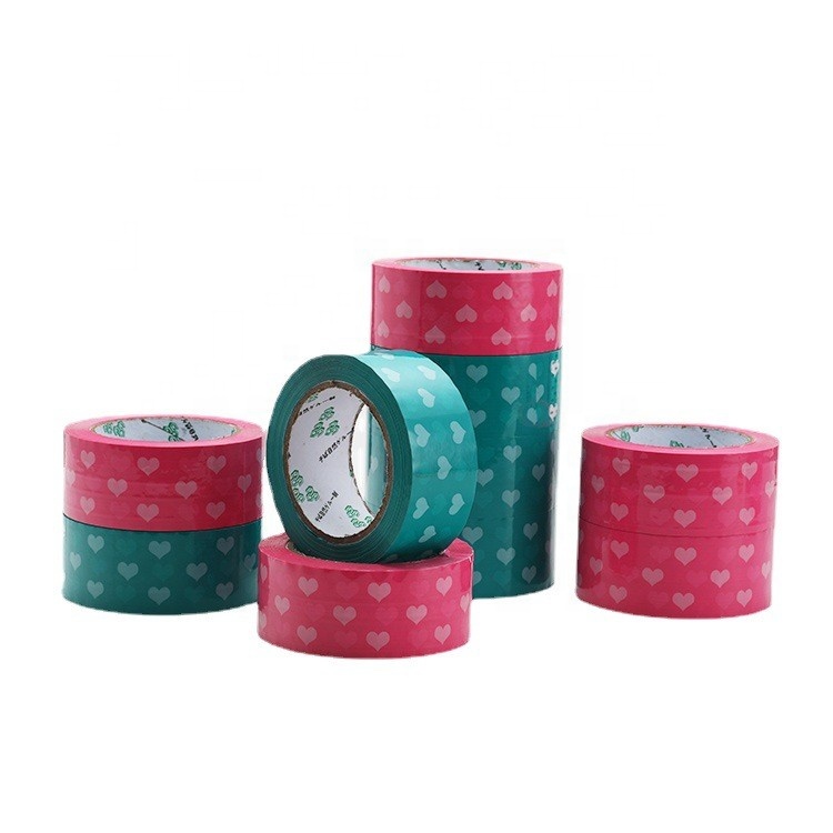 bopp Pink love pattern sealing tape blue heart packing tape