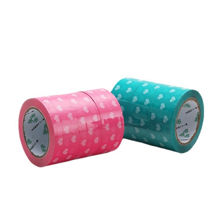 bopp Pink love pattern sealing tape blue heart packing tape