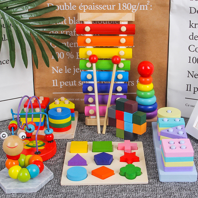  Tangram Caterpillar stacking 3D Wooden Puzzles Child Games wood toys for kids montessori