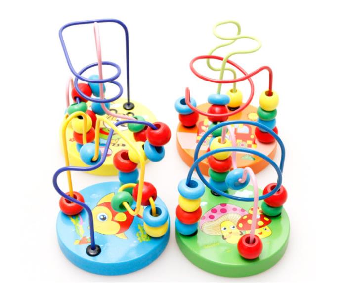 CHCC Wooden Mini Small Round Beads Toys Animal Wooden Round Beads Children's Enlightenment Early Education Toys